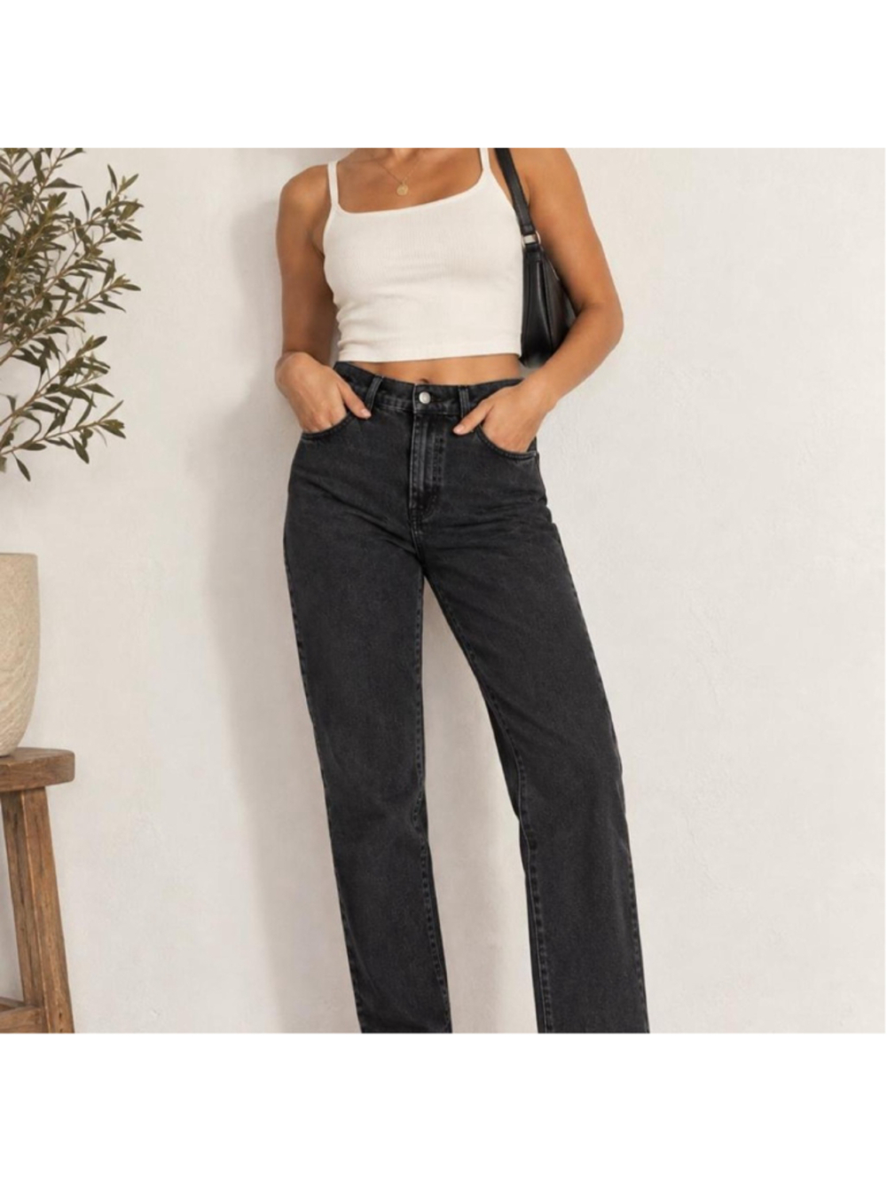 Good American black washed denim jeans with a flattering high-rise fit and class